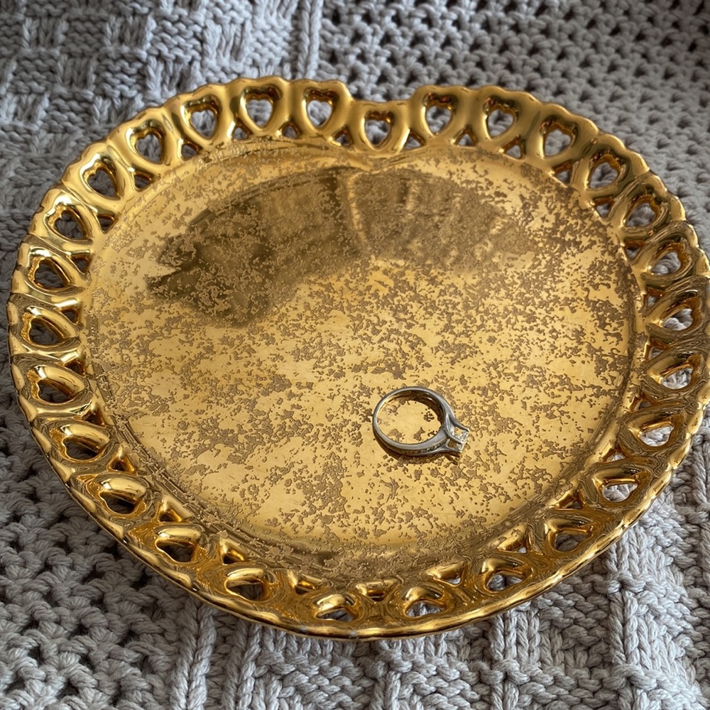 Vintage Gold Heart Trinket Dish